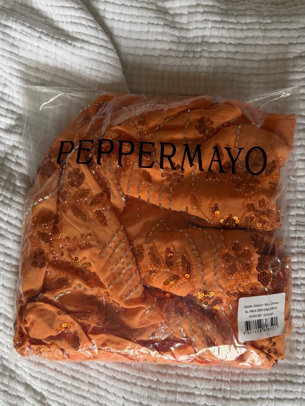 Peppermayo Aletta Sequin Embellished Mini Dress - Orange - Picture 4 of 8